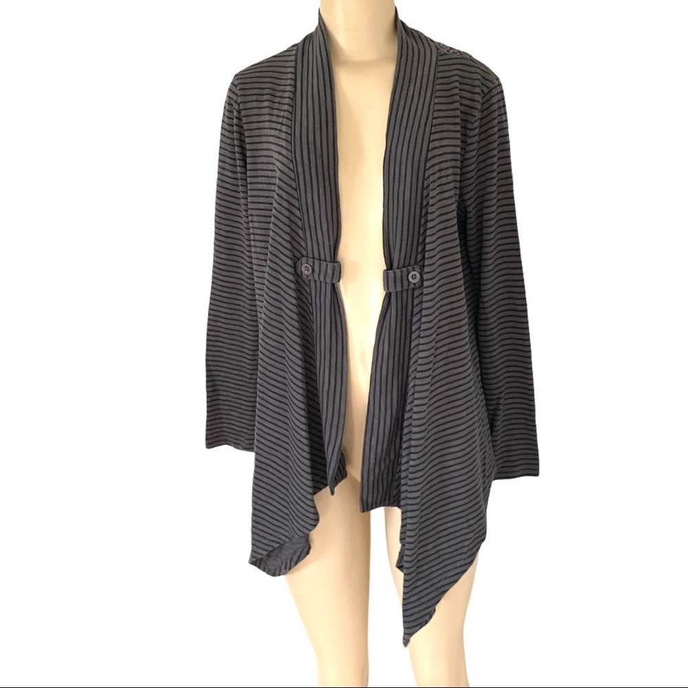 Mixage Lady Dutch Lace Embroidered Striped Wrap Shrug Sweater